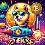 DALL·E 2024-12-27 18.26.42 - A vibrant and playful illustration celebrating Dogecoin, featuring the iconic Shiba Inu dog wearing sunglasses, sitting on a rocket labeled 'To The Mo